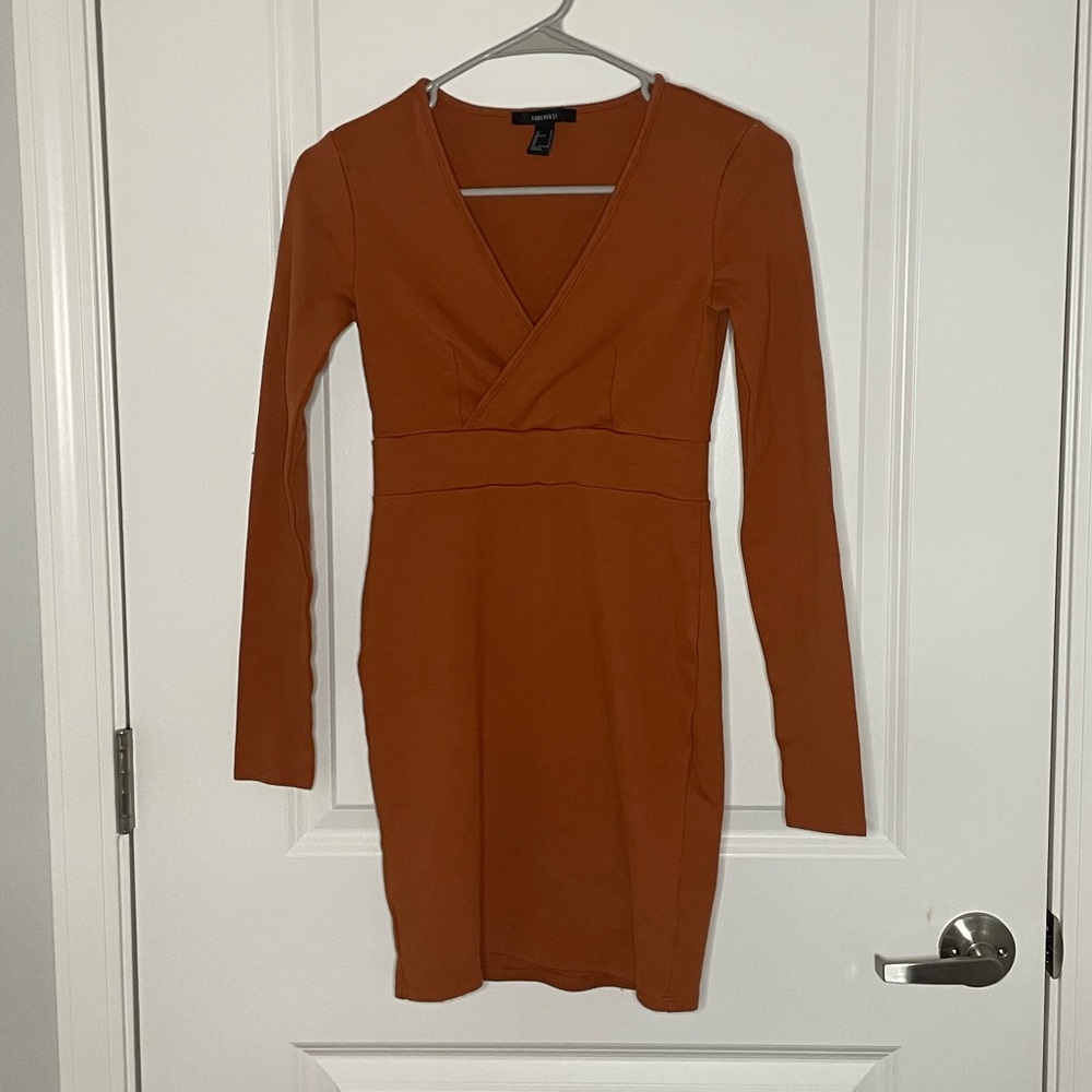 Orange V-Neck Dress